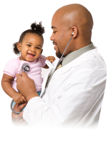 Pediatrician with baby