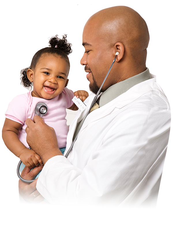 Pediatrician with baby