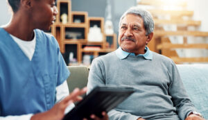 elderly man receiving health care