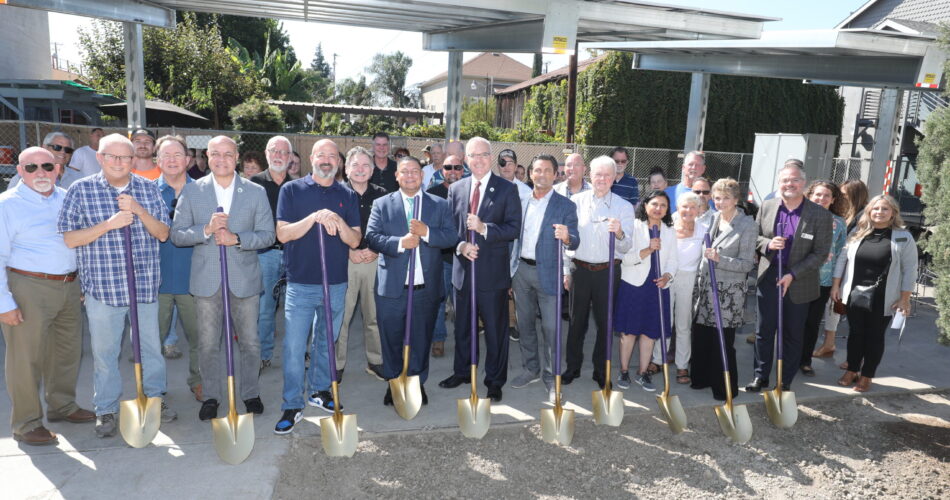 Health Plan of San Joaquin and San Joaquin County leaders digging into a new construction site.